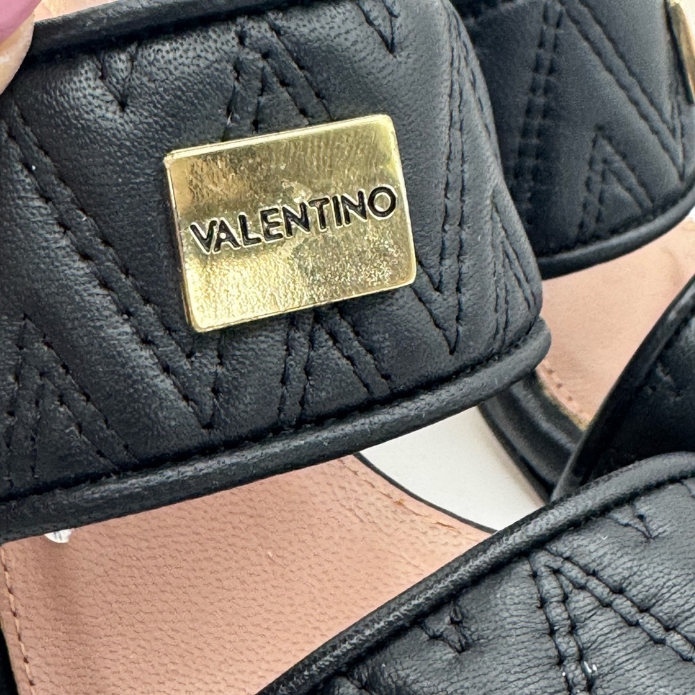 Valentino Black Quilted Leather Two-Band High Heel Mule - Picture 3 of 9